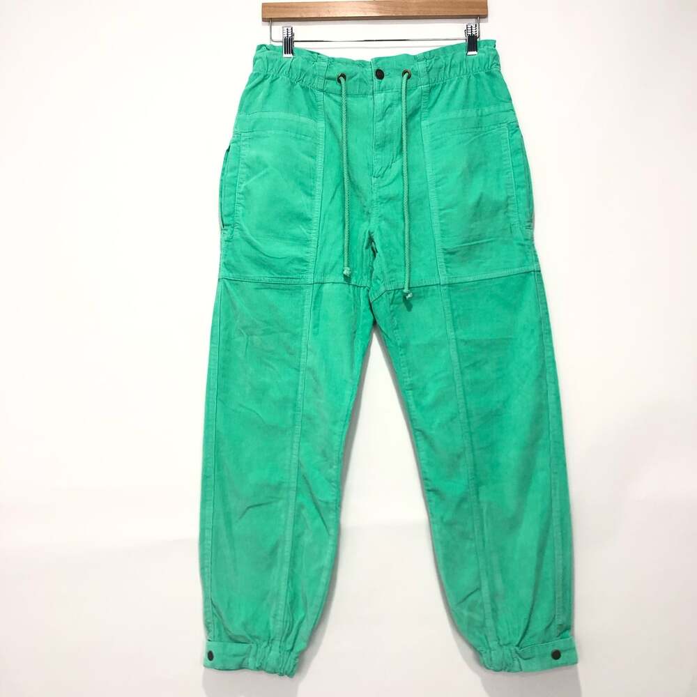 NEW NWT Free People Angelo Mid Rise Pull-On Corduroy Joggers Green Size S